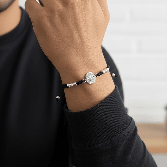 Pulsera Tejida San Miguel Arcángel Plata 925 Italiana (4mm) 5