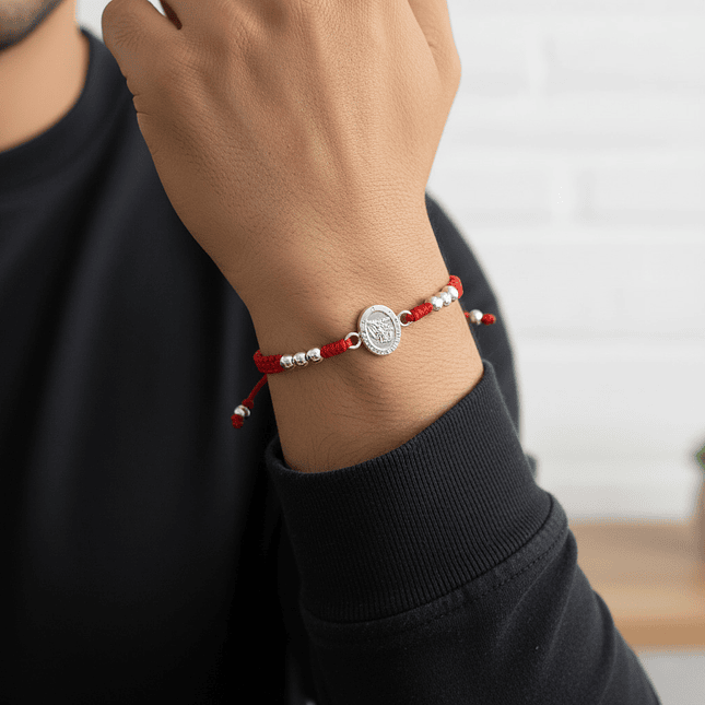 Pulsera Tejida San Miguel Arcángel Plata 925 Italiana (4mm) 2
