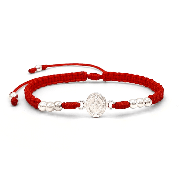 Pulsera Tejida Virgen Milagrosa Plata 925 Italiana 1
