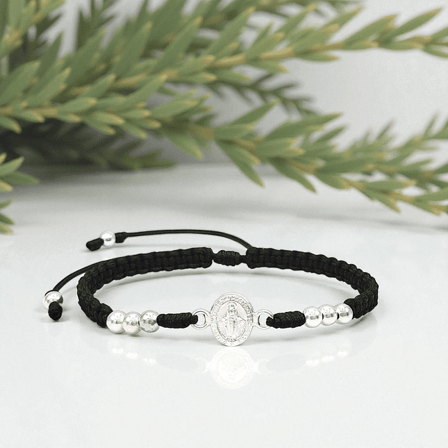 Pulsera Tejida Virgen Milagrosa Plata 925 Italiana 6
