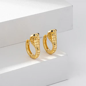 Aretes Candongas Serpiente Cobra Plata 925 con Oro Laminado 18k