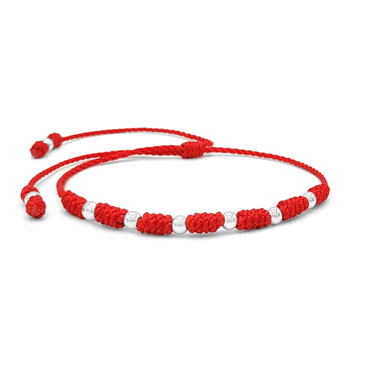 Pulsera 7 Nudos Hilo Rojo Plata 925 Italiana (4mm) 1