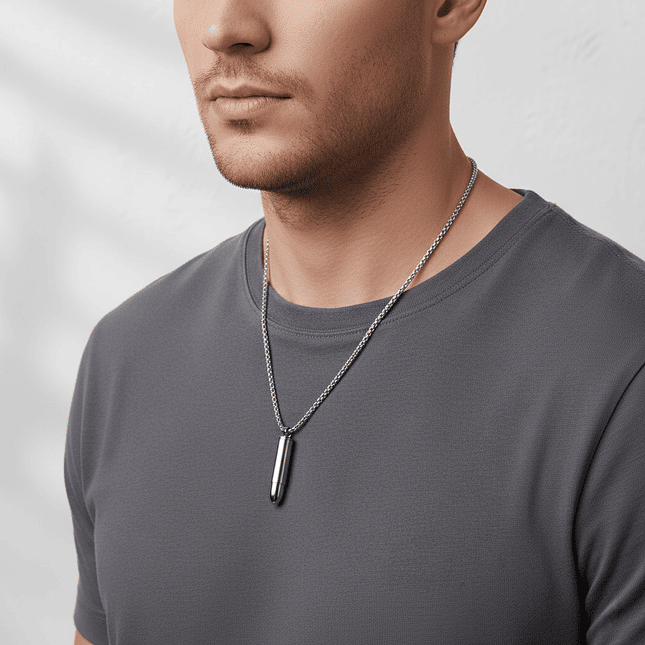 Collar Cadena con Dije Bala Acero Inoxidable 3