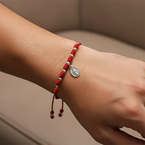 Pulsera 7 Nudos Virgen Milagrosa Plata 925 Italiana