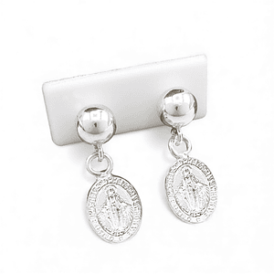 Topos Aretes Virgen Milagrosa Plata 925 Italiana