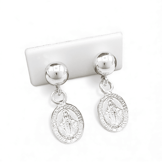 Topos Aretes Virgen Milagrosa Plata 925 Italiana 1