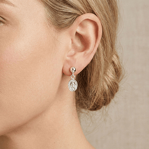Topos Aretes Virgen Milagrosa Plata 925 Italiana