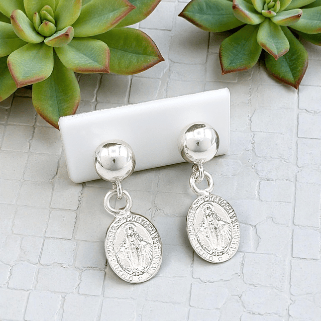 Topos Aretes Virgen Milagrosa Plata 925 Italiana 3