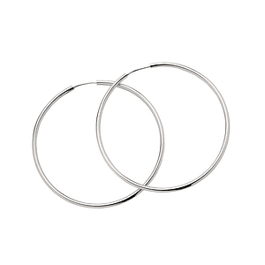 Aretes Candongas Lisas Grandes Plata 925 Italiana (45x2mm)