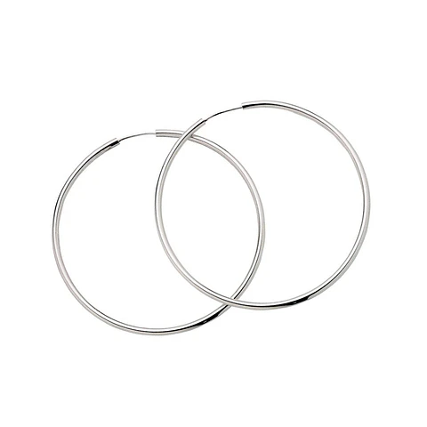 Aretes Candongas Lisas Grandes Plata 925 Italiana (45x2mm)