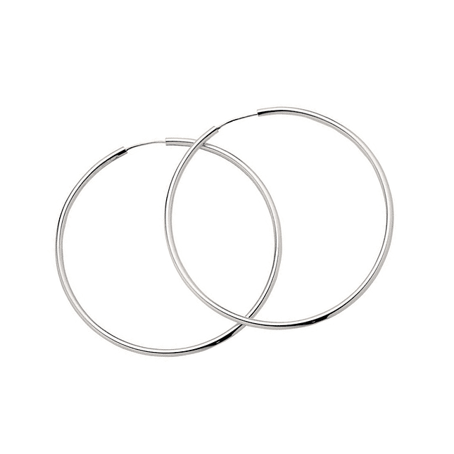 Aretes Candongas Lisas Grandes Plata 925 Italiana (45x2mm) 1