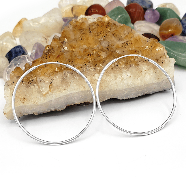 Aretes Candongas Lisas Grandes Plata 925 Italiana (45x2mm) 3