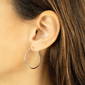 Aretes Candongas Lisas Grandes Plata 925 Italiana (45x2mm)