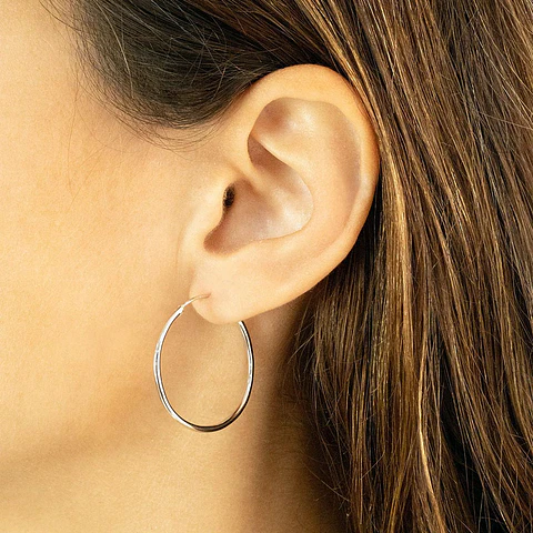 Aretes Candongas Lisas Grandes Plata 925 Italiana (45x2mm)
