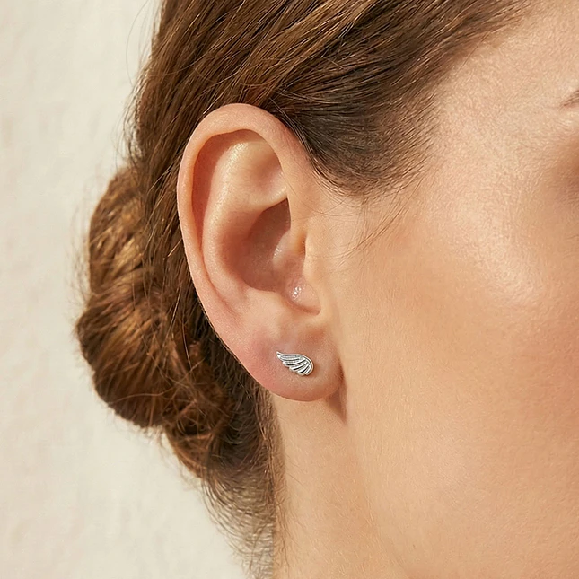 Topos Aretes Alas de Angel Plata 925 Italiana 3
