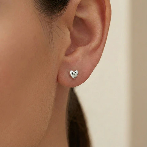 Topos Aretes Corazón Plata 925 Italiana