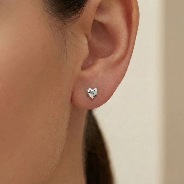 Topos Aretes Corazón Plata 925 Italiana 2