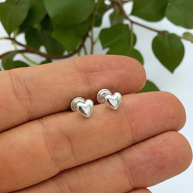 Topos Aretes Corazón Plata 925 Italiana 3