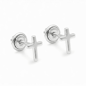 Topos Aretes Cruz Plata 925 Italiana