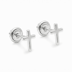 Topos Aretes Cruz Plata 925 Italiana