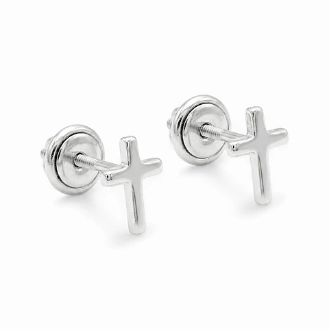 Topos Aretes Cruz Plata 925 Italiana