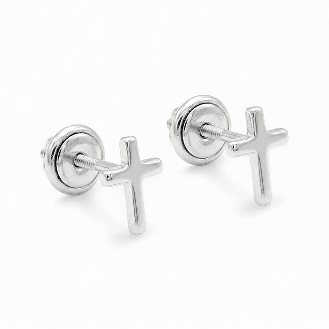 Topos Aretes Cruz Plata 925 Italiana 1