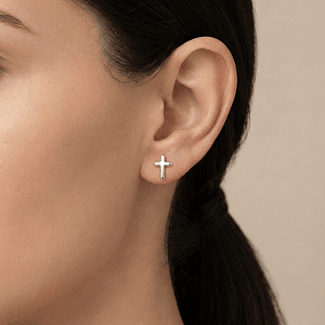 Topos Aretes Cruz Plata 925 Italiana