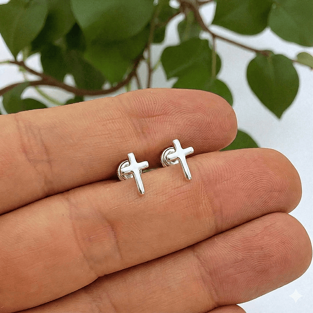 Topos Aretes Cruz Plata 925 Italiana 3