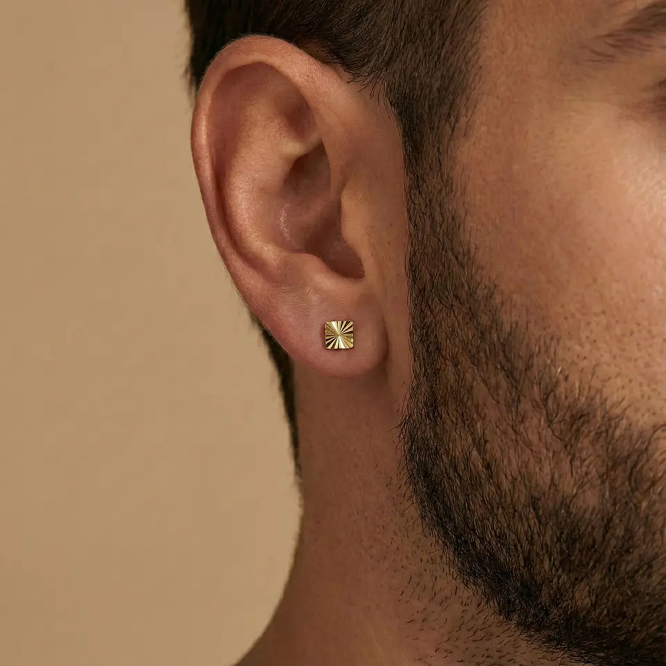Topos Aretes Cuadrados Diamantados Oro Laminado 18k 2