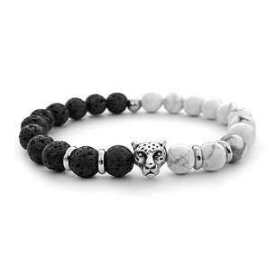 Pulsera Leopardo Piedra Volcánica Howlita 