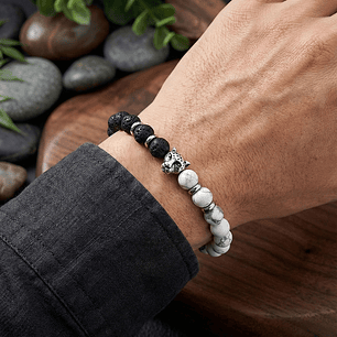 Pulsera Leopardo Piedra Volcánica Howlita 