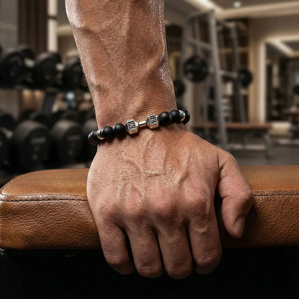 Pulsera Mancuerna GYM Piedra Ónix Mate 4
