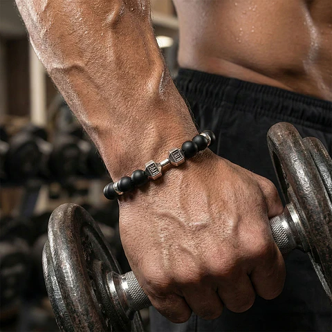 Pulsera Mancuerna GYM Piedra Ónix Mate