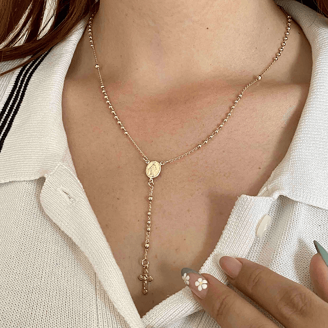 Rosario Camándula Oro Laminado 18k de 3mm 2