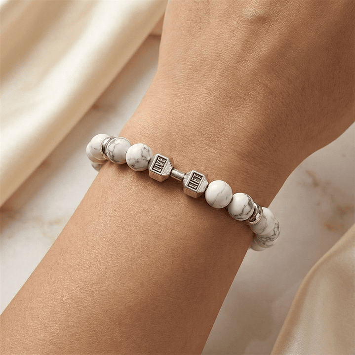 Pulsera Mancuerna GYM Piedra Howlita 3