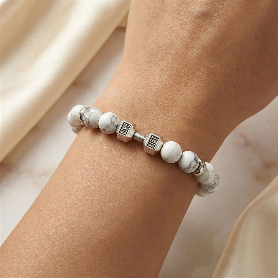Pulsera Mancuerna GYM Piedra Howlita 3