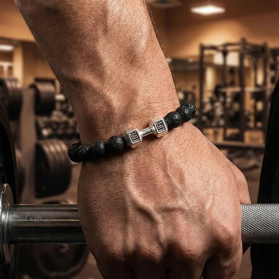 Pulsera Mancuerna GYM Piedra Volcánica 2