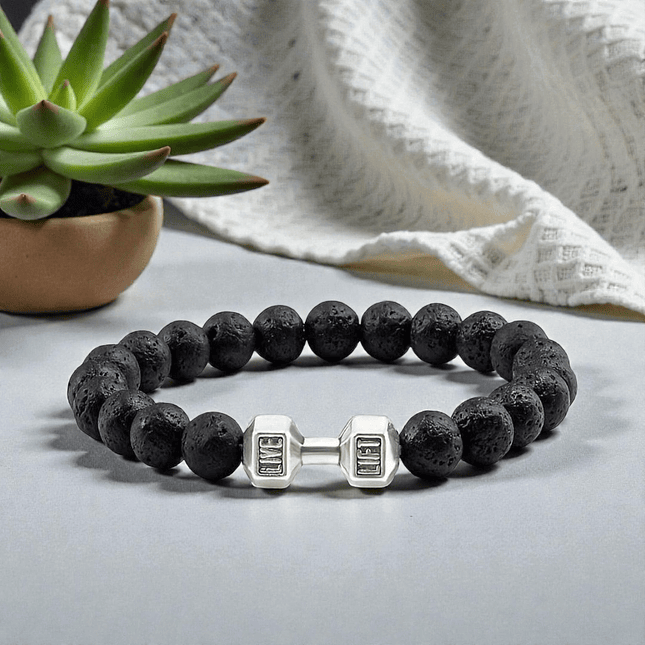 Pulsera Mancuerna GYM Piedra Volcánica 3