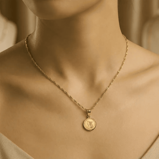 Cadena Arcángel San Miguel Oro Laminado 18k 3