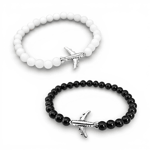 Pulseras Aviones para Parejas Piedra Ónix