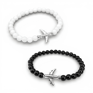 Pulseras Aviones para Parejas Piedra Ónix