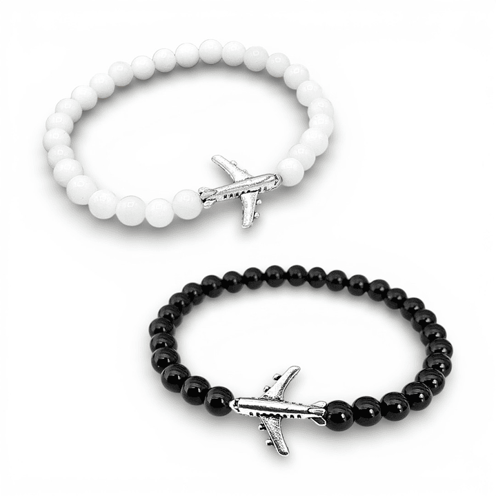 Pulseras Aviones para Parejas Piedra Ónix 1