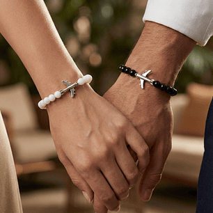 Pulseras Aviones para Parejas Piedra Ónix