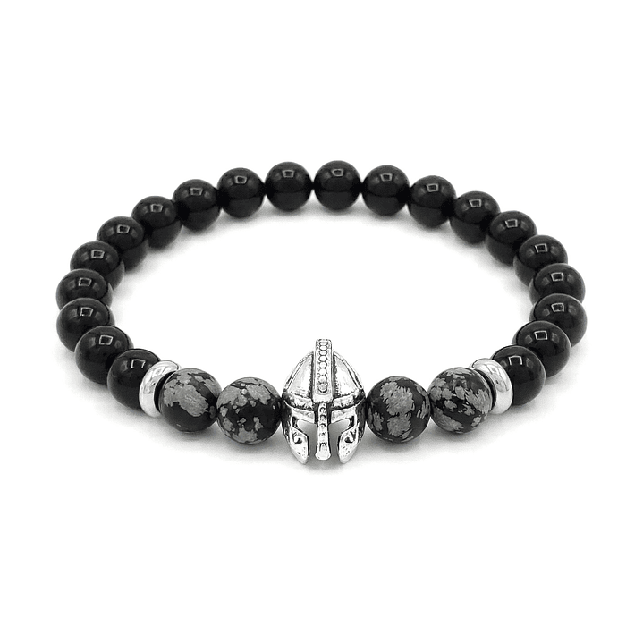 Pulsera Casco Espartano Piedra Ónix y Obsidiana 1