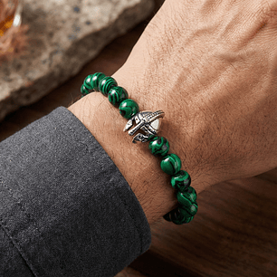 Pulsera Casco Espartano Piedra Malaquita