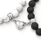 Pulseras para Parejas Corazón Imantado Piedra Howlita y Volcánica - Miniatura 4