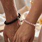 Pulseras para Parejas Piedras Ónix Mate Cuarzo Rosado Corazón Imantado - Miniatura 2