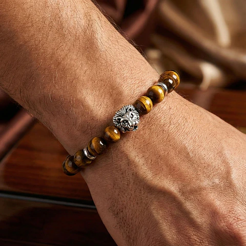 Pulsera León Piedra Ojo de Tigre