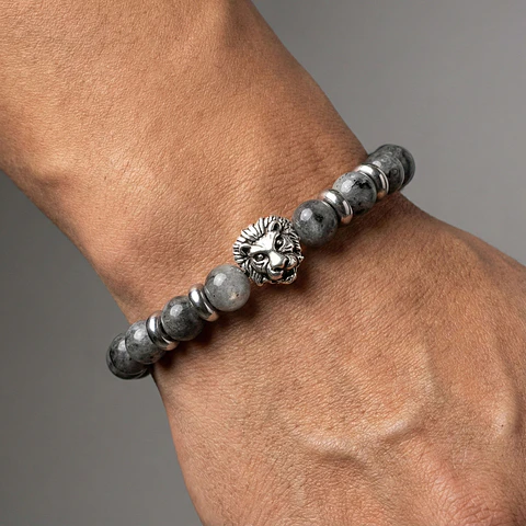 Pulsera León Piedra Espectrolita
