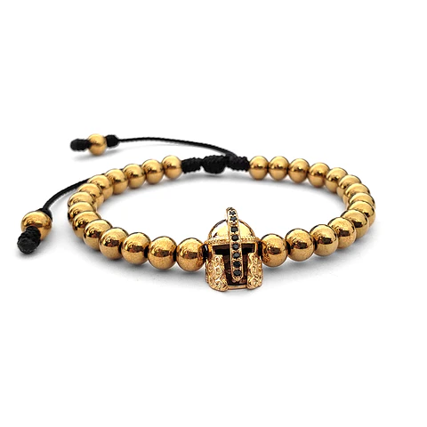 Pulsera Hombre Casco Espartano Acero Rodio